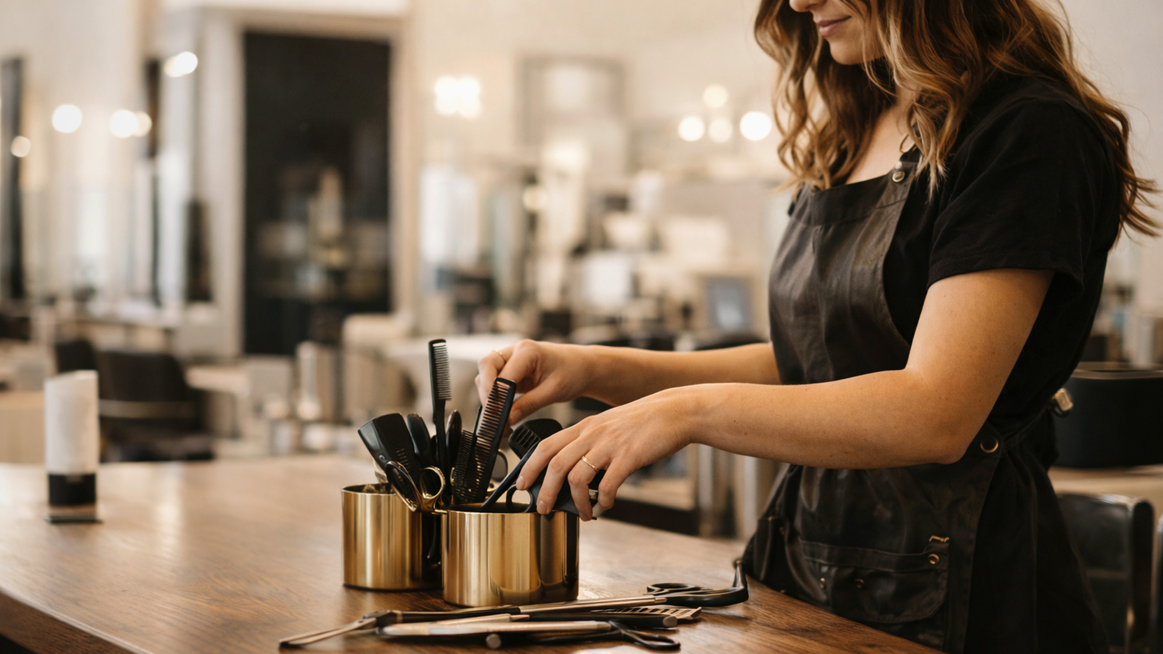 Salon tools prepared for a premium setup