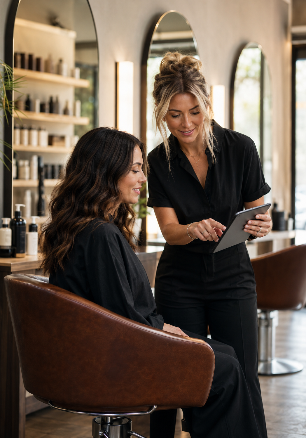 Premium salon consultation with ConfirmZen-style setup review